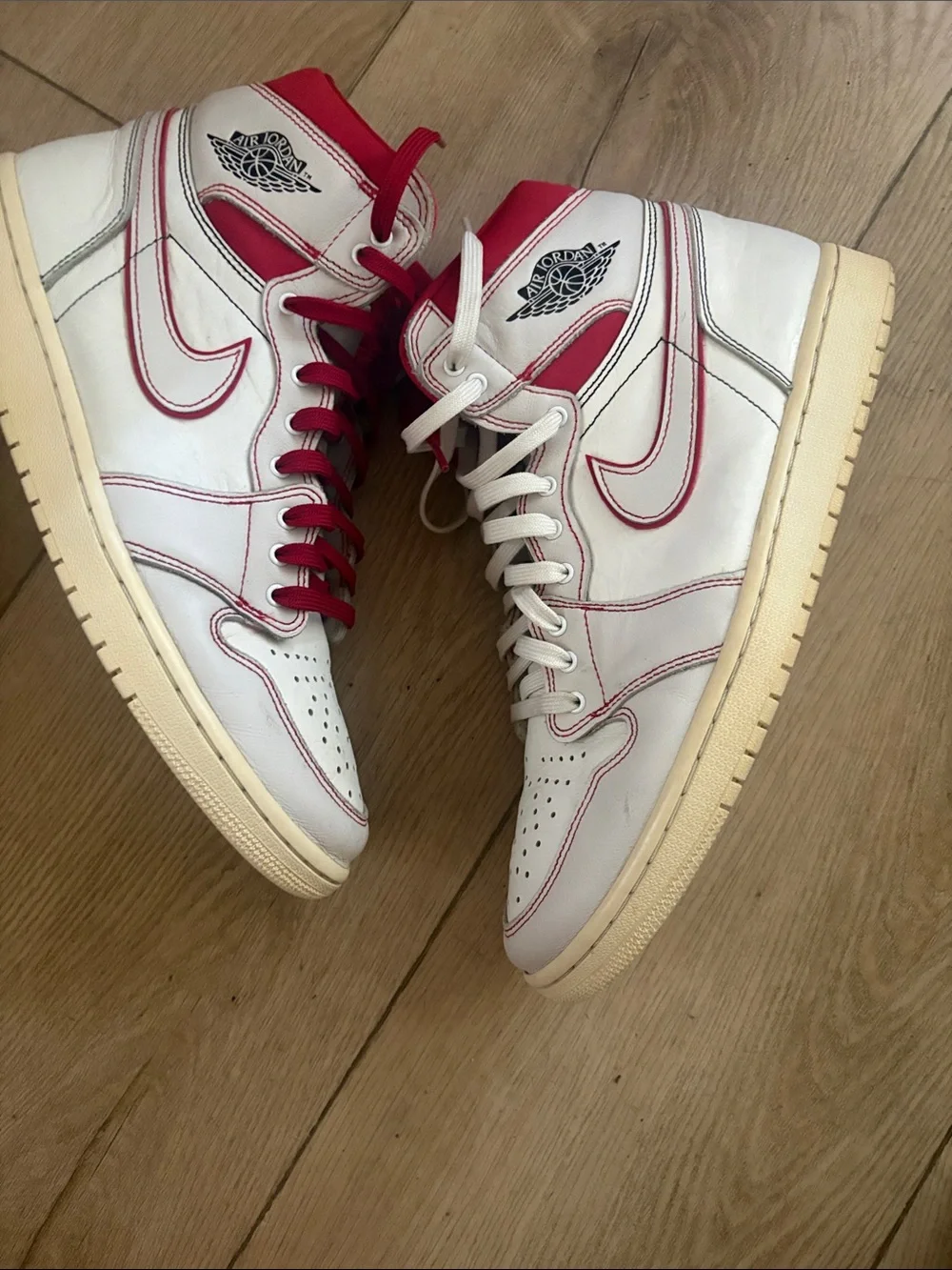 Air Jordan 1 High-Top Sneakers — White with Red Accents size 12 M